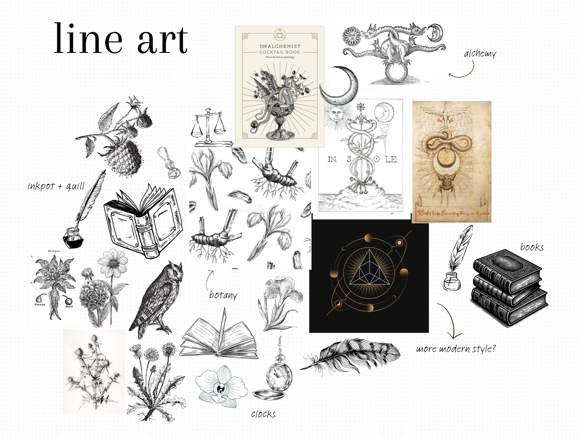BBE line art moodboard
