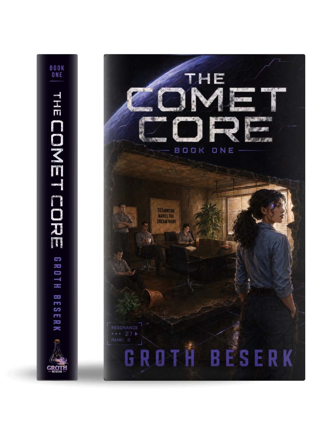 The Comet Core full book mockup appearing on scroll